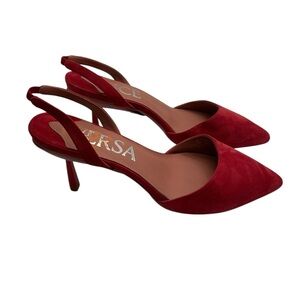 VICE VERSA - Red Suede Heels that Fold to Flats Convertible‎ Heels size 10.5